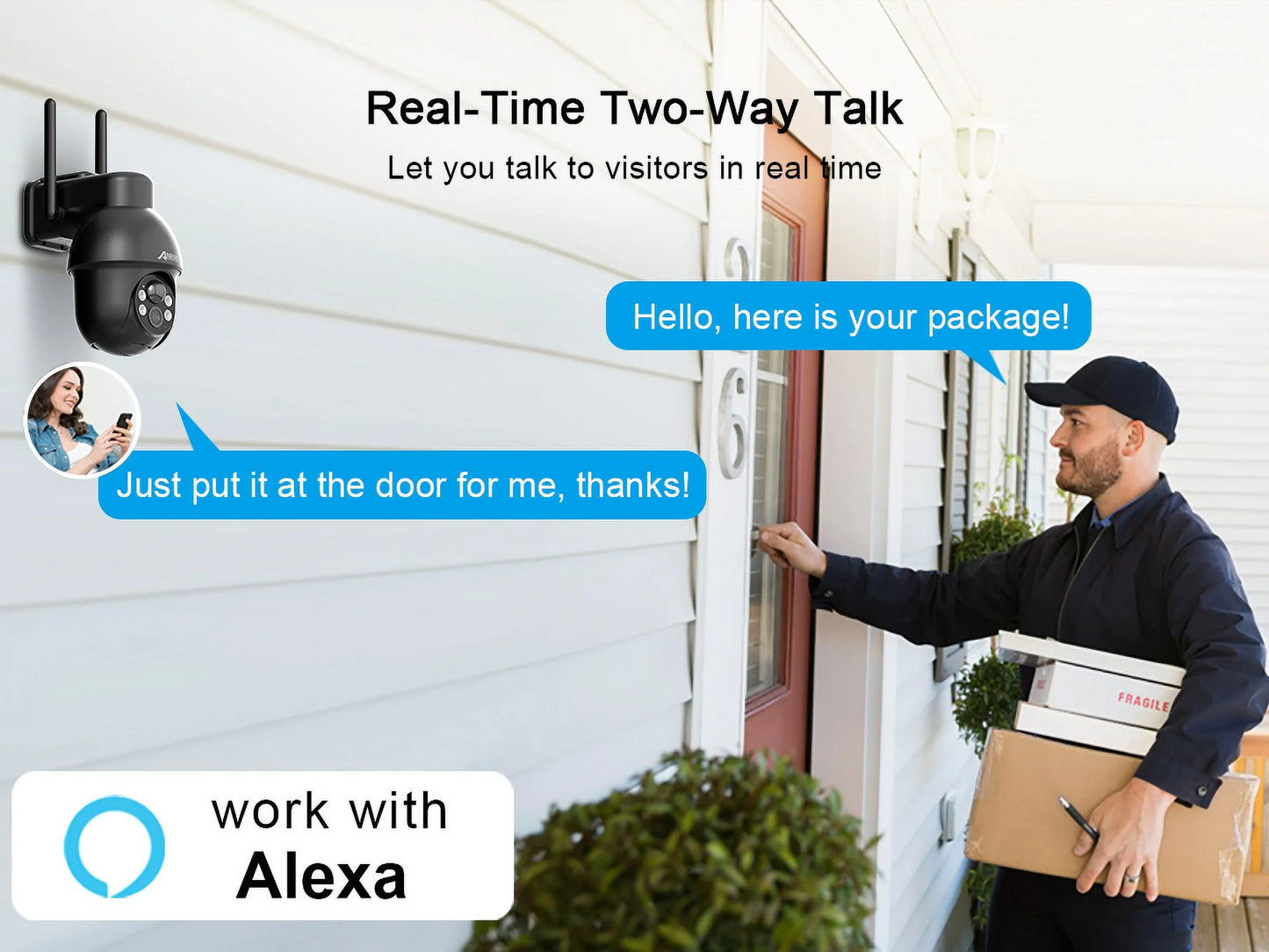 2K Security Camera Wireless Outdoor, Solar Outdoor Camera with 360° View, Smart Siren, Spotlights, 3MP Color Night Vision, AI Human Detection, 2-Way Talk