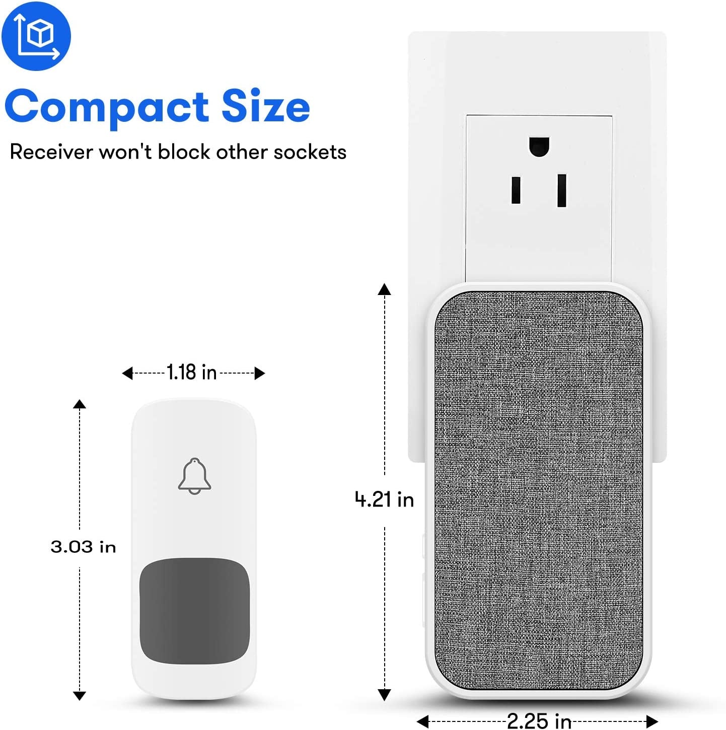 Wireless Doorbell, Remote Door Bell Ringer Wireless Long Range 1300FT with Fabric Finish, Portable Wireless Door Bells with 2Pcs Plug-In Doorbell Chime and 2Pcs Waterproof Ringer Button