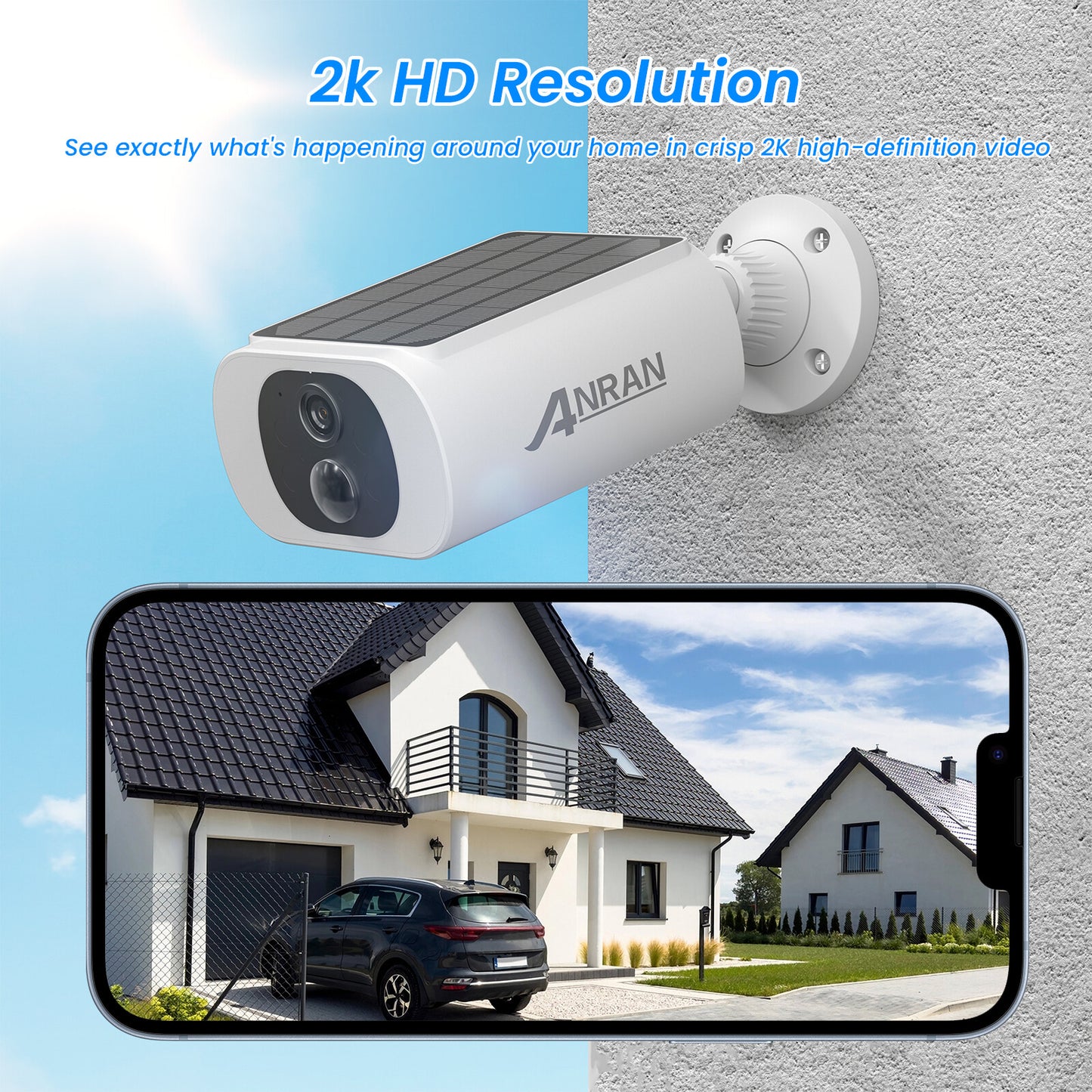 ANRAN Wireless Solar Battery Powered Wifi Home Security Camera System Outdoor IR