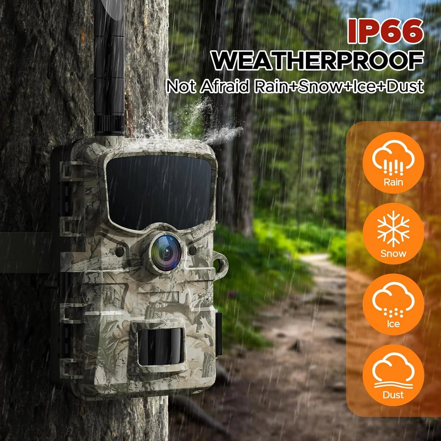 4G LTE Cellular Trail Camera Sends Picture Video to Cell Phone - Game Camera 24MP 1080P Hunting Camera with Night Vision Motion Activated Waterproof IP66 2.4" Screen for Wildlife Monitoring
