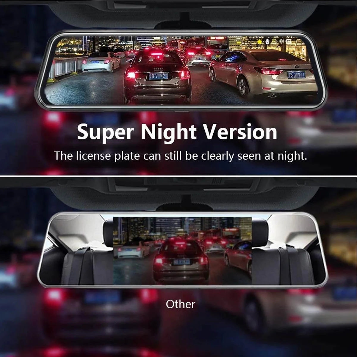 IFCOW 10" 1080P Mirror Dash Cam,Full Touch Screen Backup Camera Front and Rear View Parking Monitor with Super Night Vision, Motion Detection, Loop Recording 24H Parking Mode,Easy to Install
