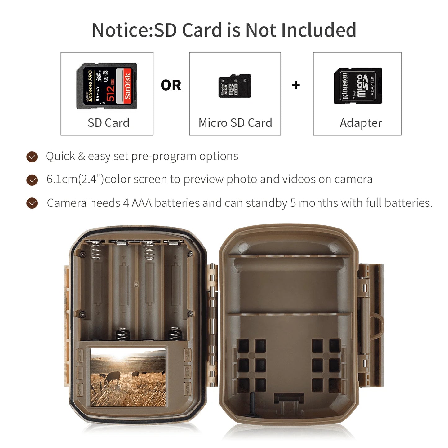 Trail Camera 36MP 2K HD Deer Game Camera Infrared Night Vision Waterproof Motion Activated Wildlife Scouting Hunting Trail Cam with 120°Wide Angle Lens 2.0" LCD Screen