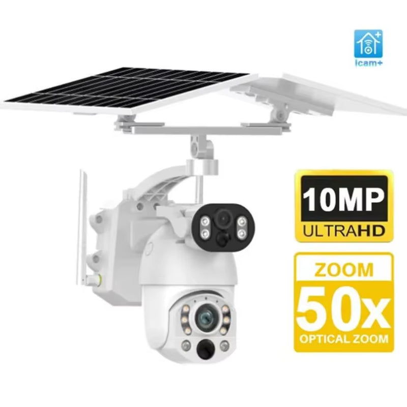 Ubox 360 Degree Solar Powered Cctv Camera 50X Zoom HD Intelligent Solar Energy Alert PTZ Camera Dual Lens 4G Solar Camera