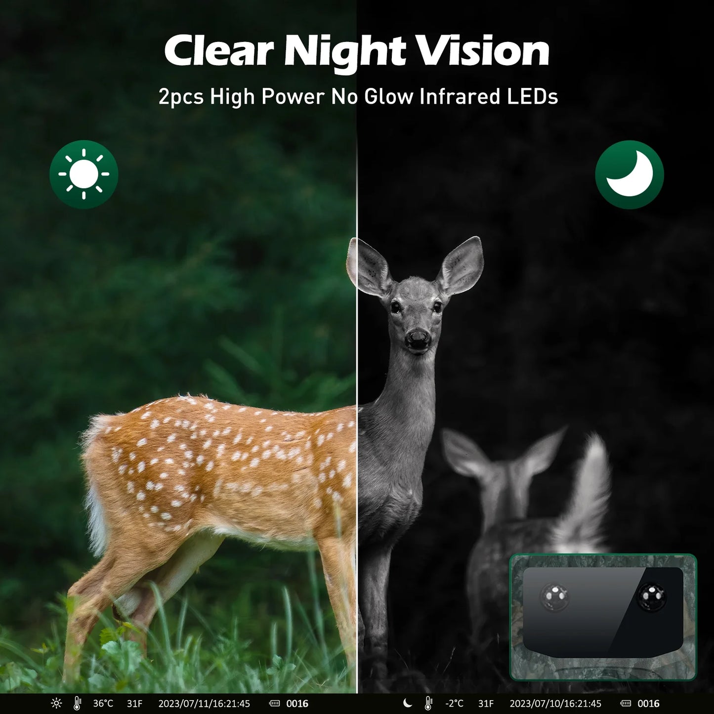 Trail Camera 4K 48MP Game Deer Hunting Camera with Night Vision Waterproof IP66 0.1S Trigger Time Latest Sensor Motion 120° Wide Angel Time-Lapse Trail Cam for Wildlife Monitor 2.0"LCD