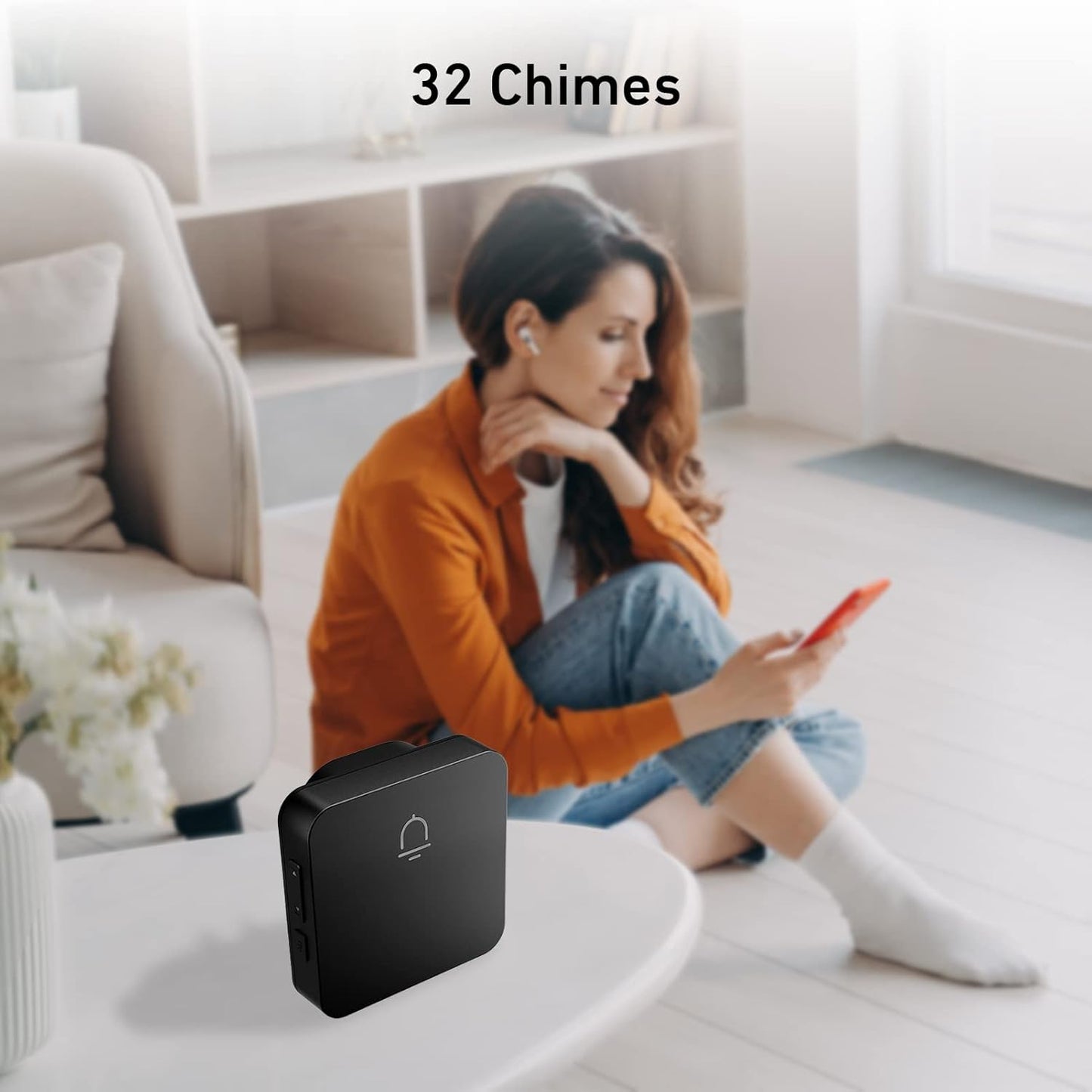 Doorbell, 2 Receiver Wireless Doorbell with 1000Ft Range, Adjustable Volume, Waterproof Design, Hassle-Free Installation, 32 Melodies, Black