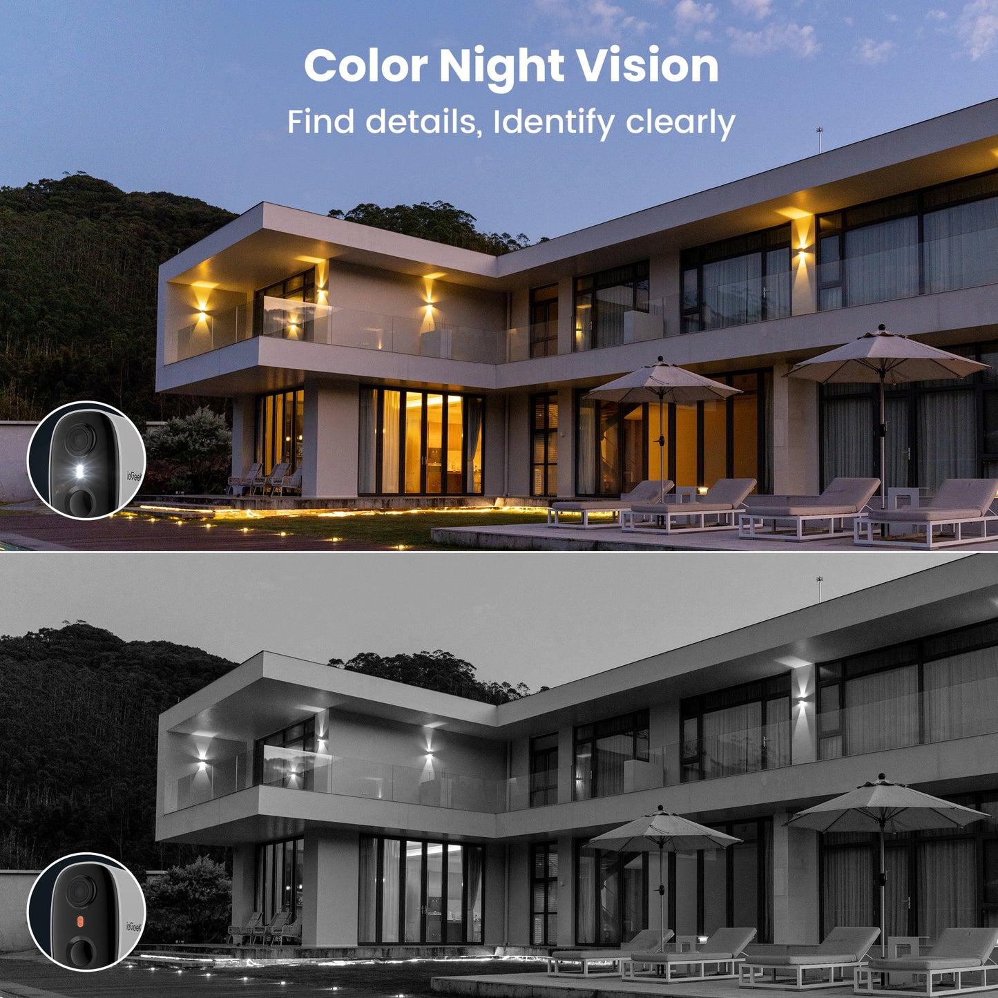 Solar Outdoor Security Cameras Wireless, 2K Color Night Vision, Surveillance with AI Detection, Work with Alexa Supports Only 2.4G WIFI