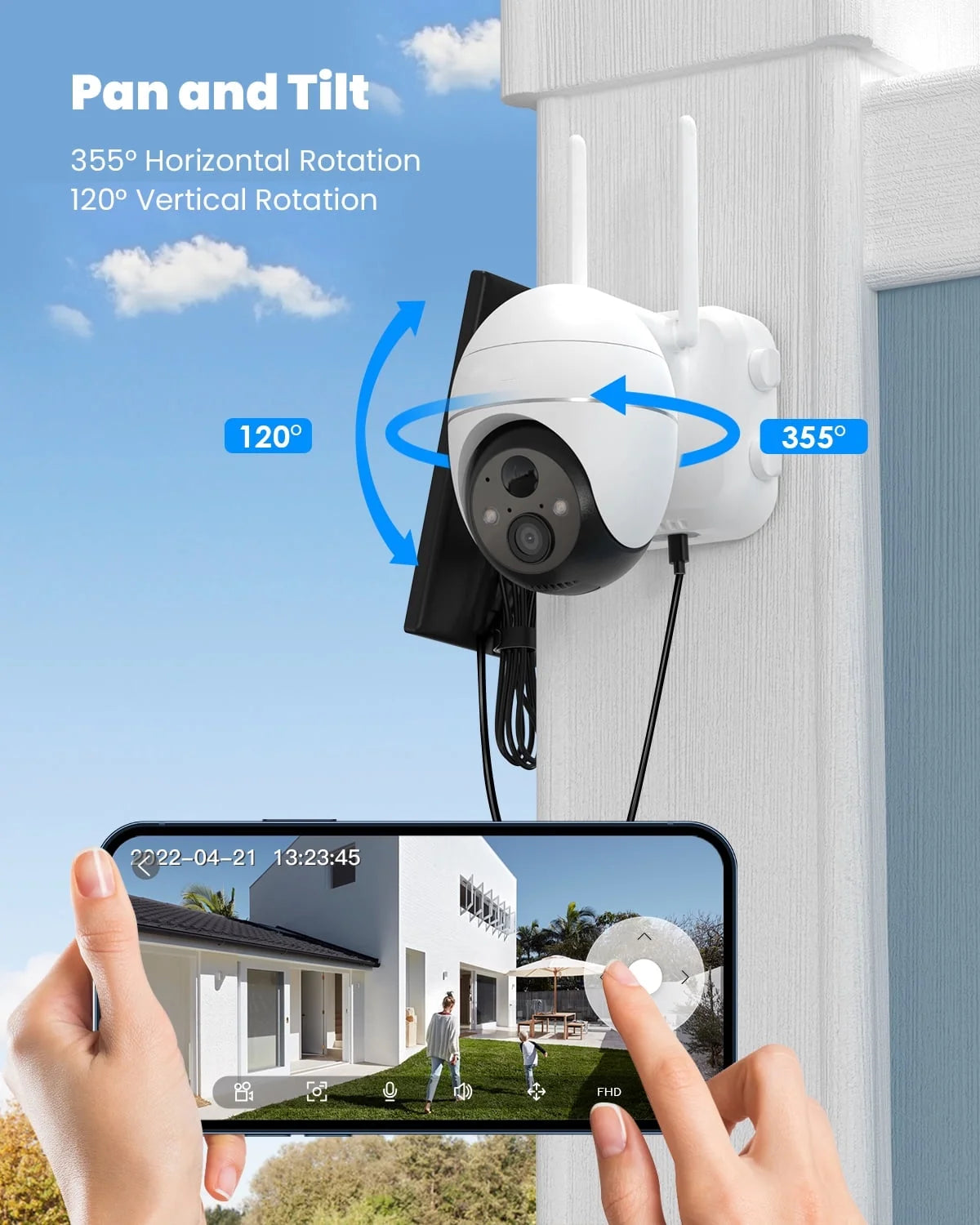 ZS-GX1S 2K/3MP PTZ Solar Wireless Outdoor Security Cameras, White