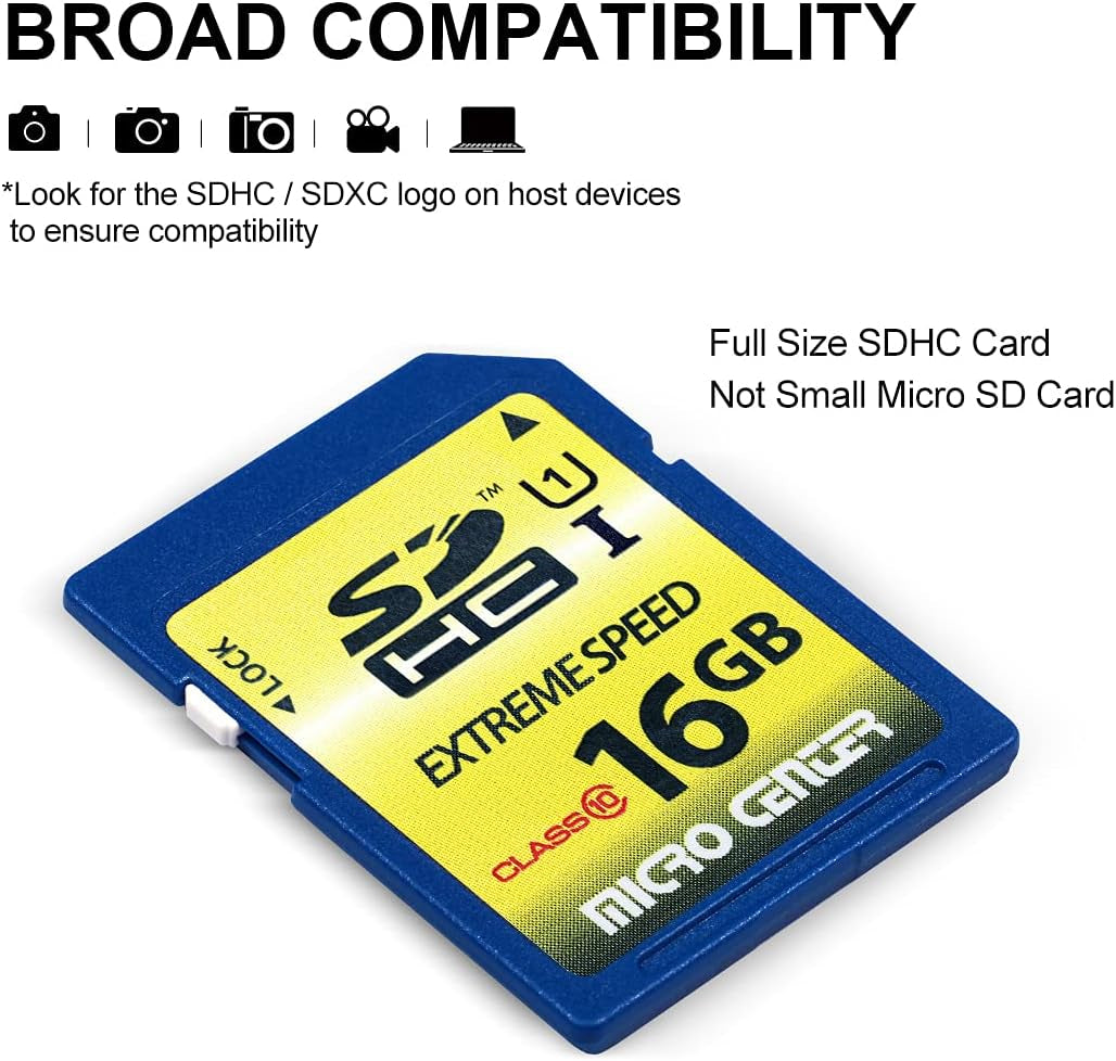 16GB Class 10 SDHC/SDXC U1 Flash Memory Card (5 Pack) for Trail & Hunting Cameras, 60Mb/S Read, 10Mb/S Write, 3-Year Warranty