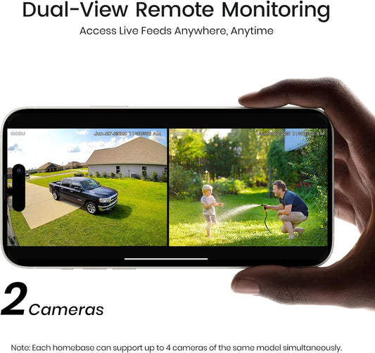 Solar Wireless Outdoor Security Cameras, 2K/3MP Home Security System, 2 Camera Kit with 166° Ultra-Wide View, Solar Powered, Spotlight, Night Vision, No Monthly Fee, 32G Local Storage