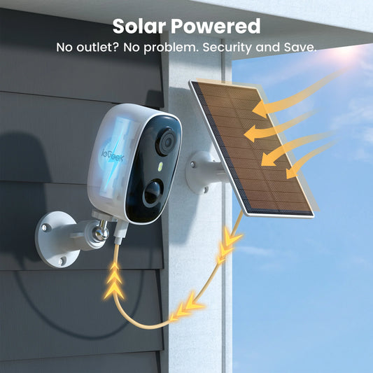 Solar Outdoor Security Cameras Wireless, 2K Color Night Vision, Surveillance with AI Detection, Work with Alexa Supports Only 2.4G WIFI