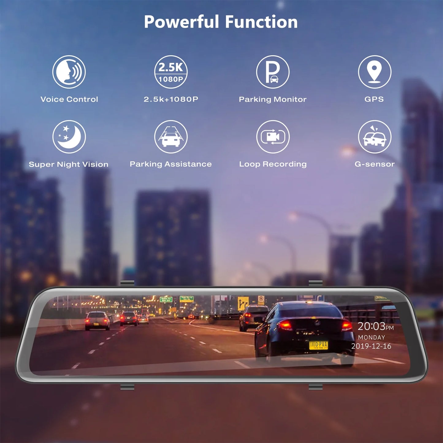 2.5K Mirror Dash Cam for Car, Dual Dash Camera Front and Rear 10" Full Touch Screen, Rear View Mirror Camera, 1080P Waterproof Backup Camera, Parking Assist, Loop Recording, G-Sensor