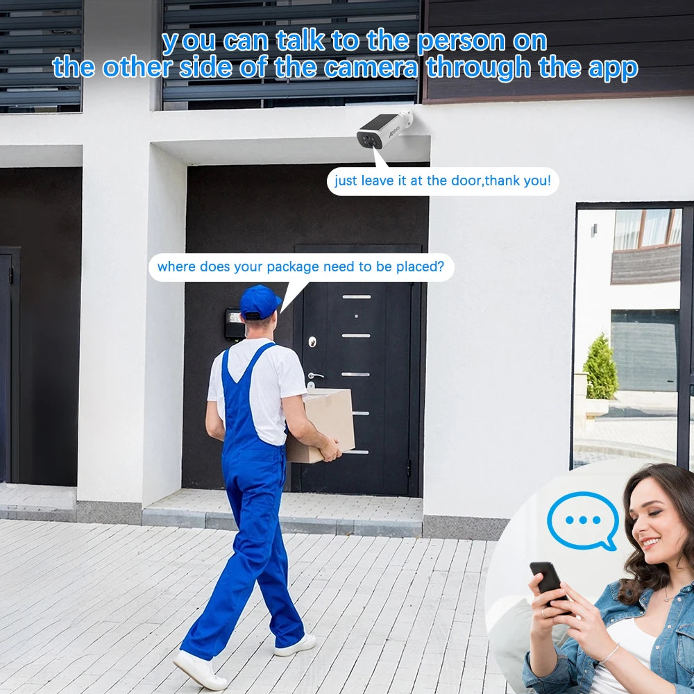 4MP Wifi Solar Battery Camera Kit Surveillance Security System Humanoid Detection Siren Alarm Outdoor Wireless Camera Set