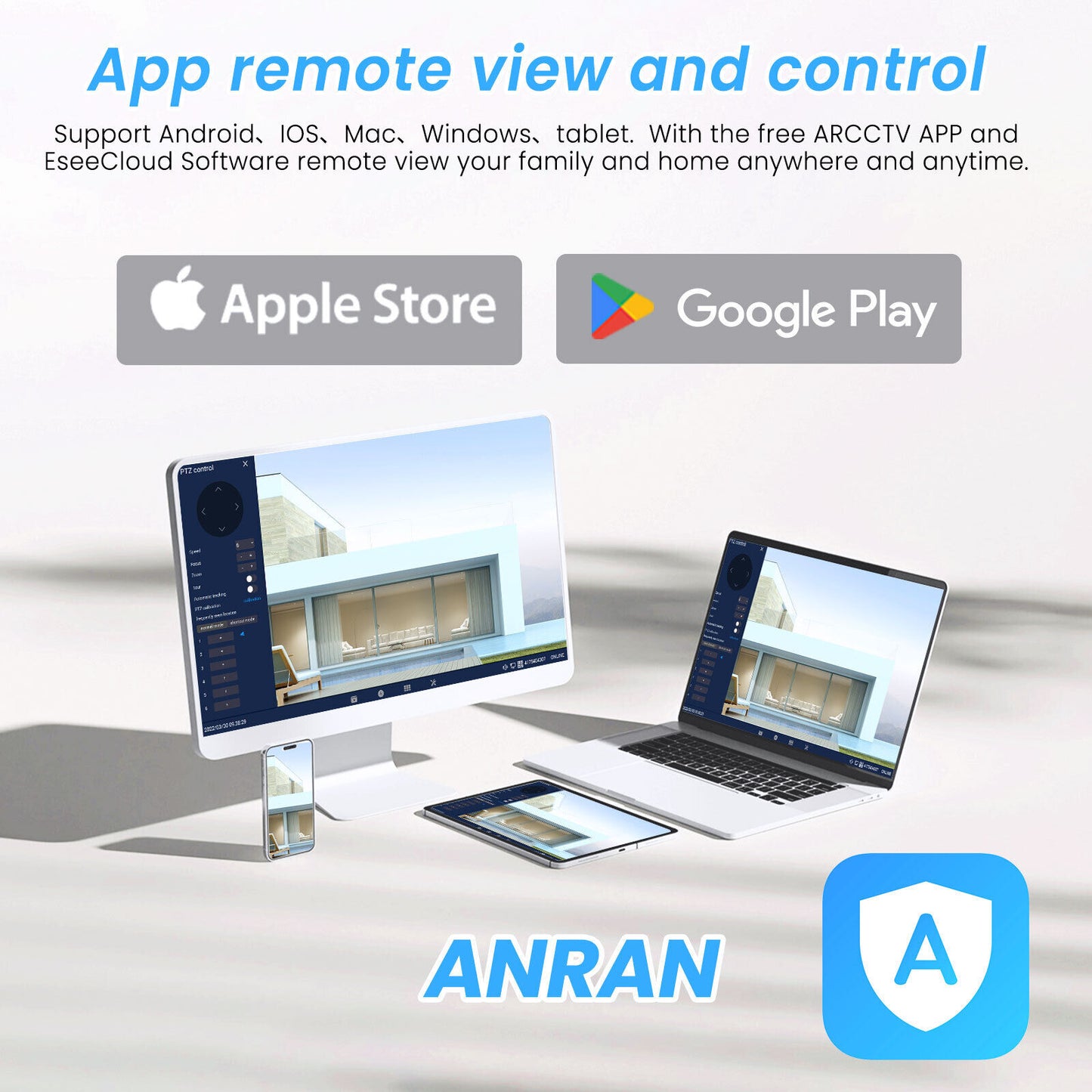 ANRAN Wireless Solar Battery Powered Wifi Home Security Camera System Outdoor IR