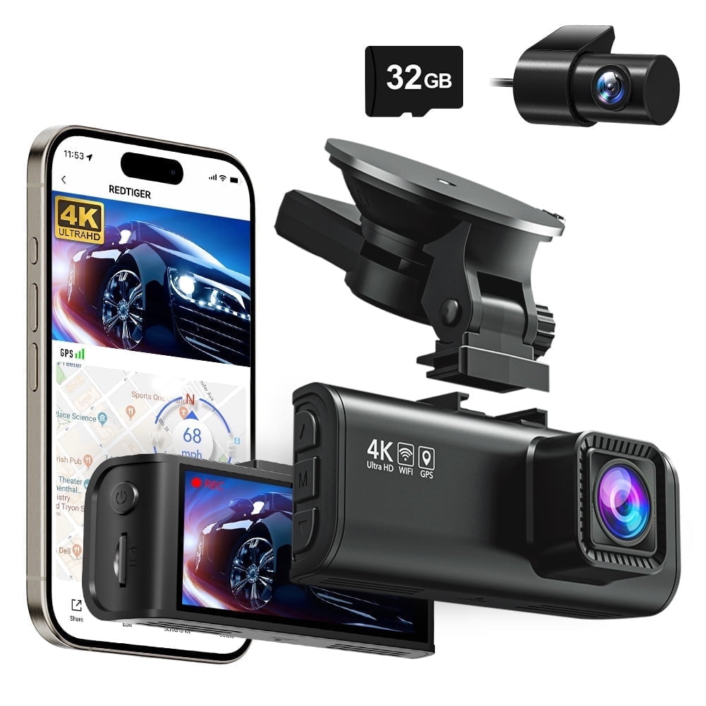 Dash Cam for Cars, 4K/2.5K Full HD Car Camera Dash Cam, 3.16” IPS Screen Dash Cam, Dashcam Built-In Wi-Fi GPS, Night Vision, Loop Recording, Vehicle, Parking Mode, Free 32GB Card