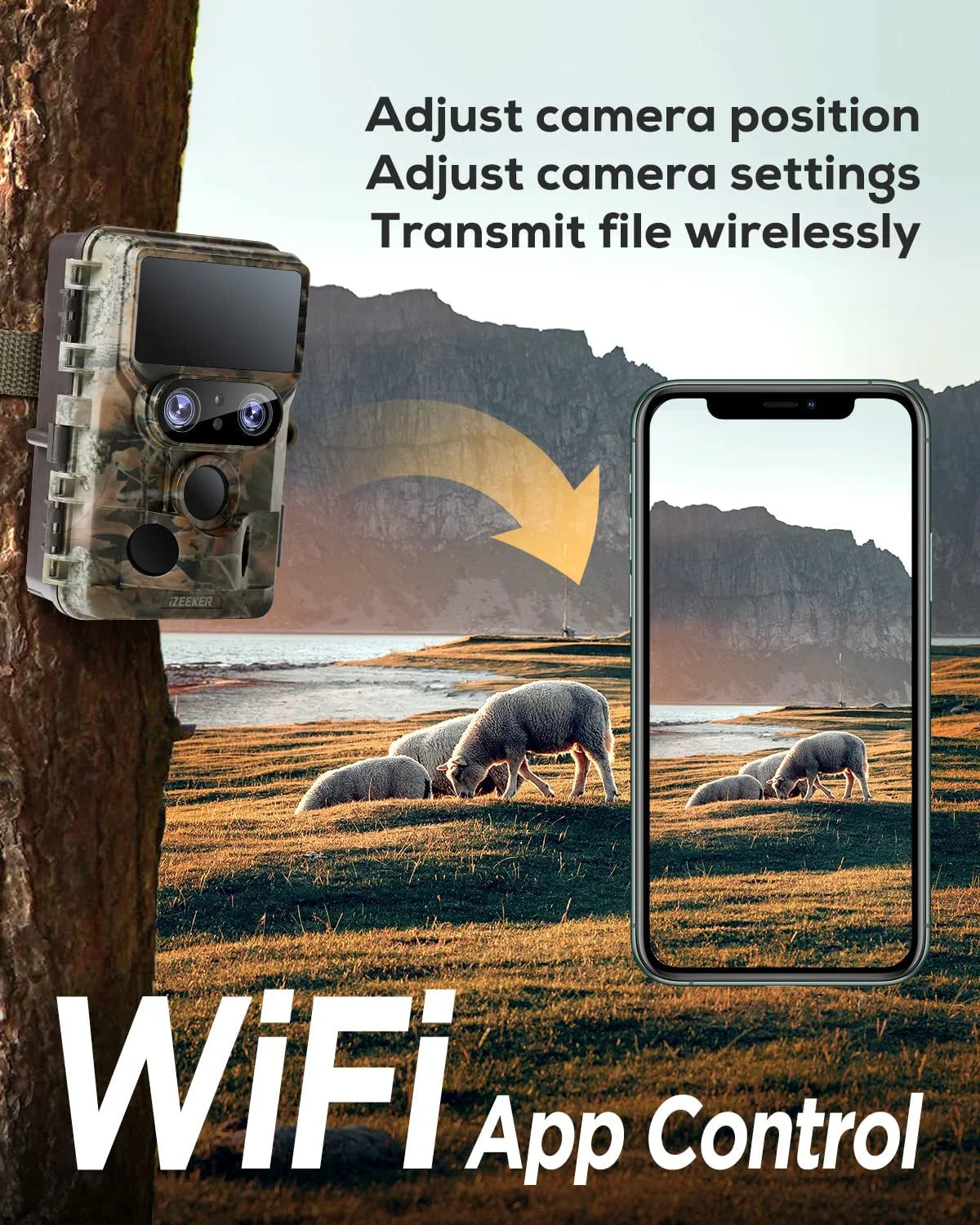 Trail Camera 4K 48MP with Wifi Bluetooth Dual-Lens and Starlight Night Vision