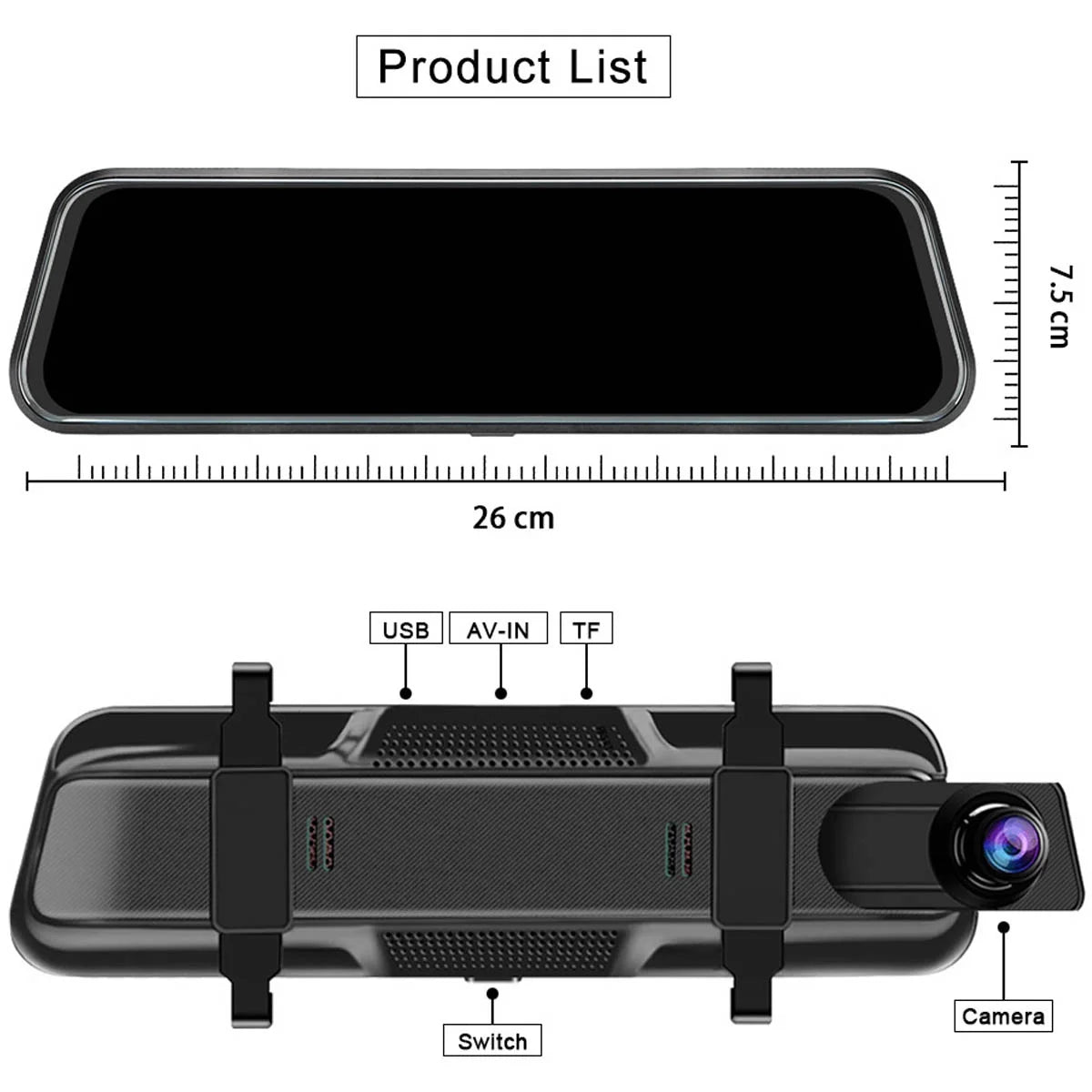 IFCOW 10" 1080P Mirror Dash Cam,Full Touch Screen Backup Camera Front and Rear View Parking Monitor with Super Night Vision, Motion Detection, Loop Recording 24H Parking Mode,Easy to Install