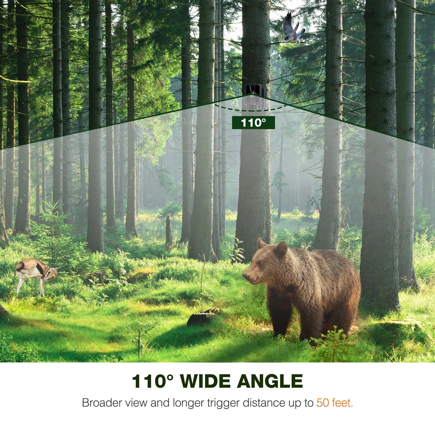 Trail Camera 36MP 2K HD Deer Game Camera Infrared Night Vision Waterproof Motion Activated Wildlife Scouting Hunting Trail Cam with 120°Wide Angle Lens 2.0" LCD Screen