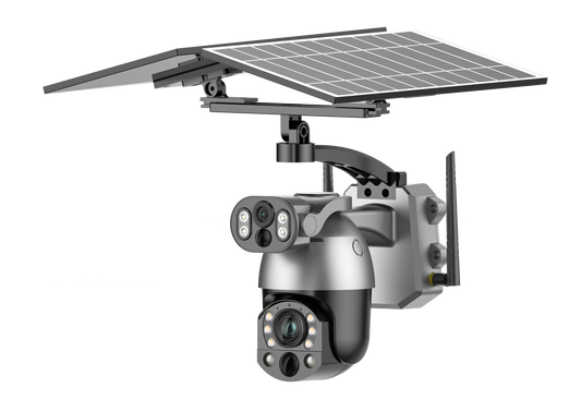 Ubox 360 Degree Solar Powered Cctv Camera 50X Zoom HD Intelligent Solar Energy Alert PTZ Camera Dual Lens 4G Solar Camera