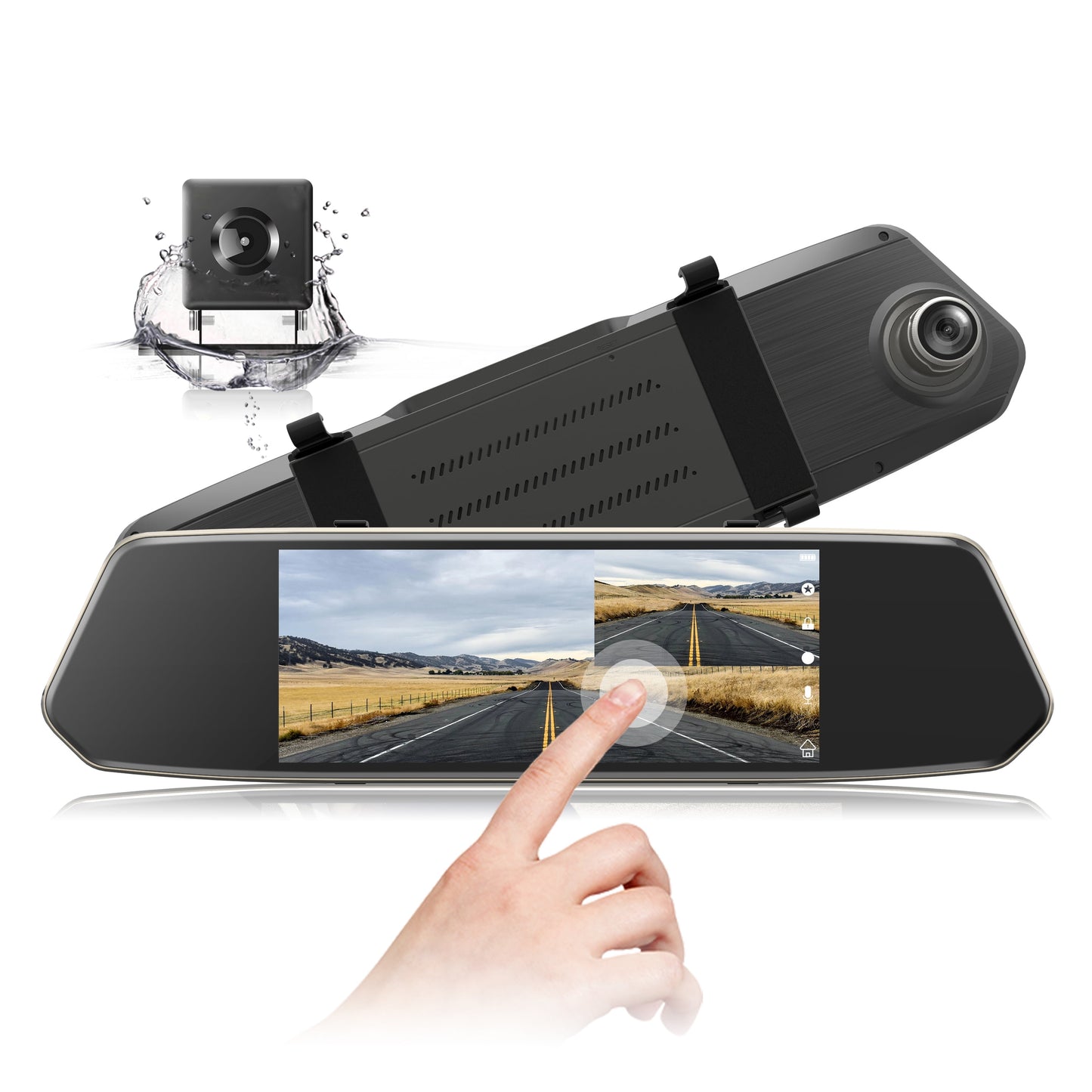 1080P Dual Lens Mirror Dash Cam 7 Inch IPS Touch Screen, Front Car Driving Recorder Camera and Rear View Waterproof Backup Camera 170°Wide Angle with G-Sensor