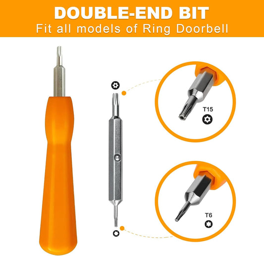 Screwdriver and Screws Kit for Doorbell, T6 T15 Bit Screwdriver for Video Doorbell,Doorbell 2, Doorbell Pro and Elite Battery Change, Charge and Replacement, Wifi Password Reset Access