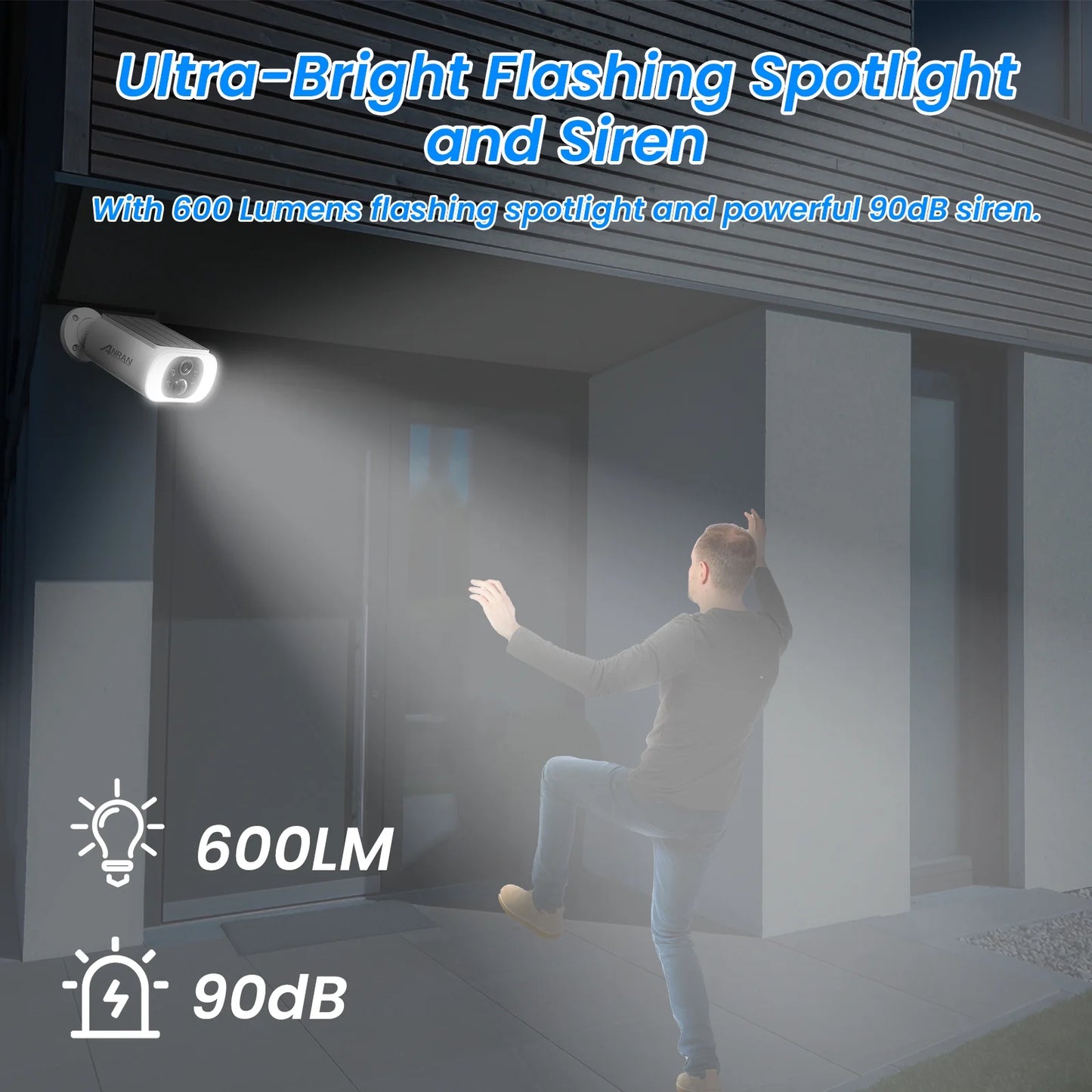 Solar Security Cameras Wireless Outdoor, 2K Wifi Surveillance Camera for Home Security with Floodlight, Embedded Solar Panel, Color Night Vision, 2-Way Talk, Waterproof, Work with Alexa