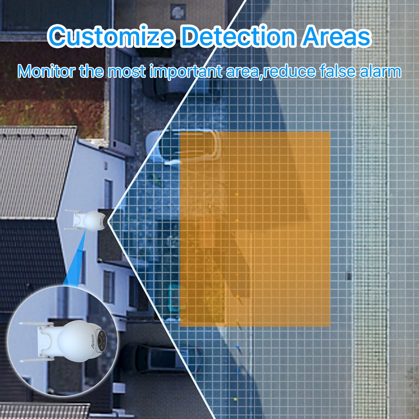 2K Solar Security Camera with Spotlight, 360ยฐ View Wireless Outdoor Camera, Waterproof PIR Detection, Rechargeable Battery Powered Home Surveillance Camera with Color Night Vision 2-Way Audio