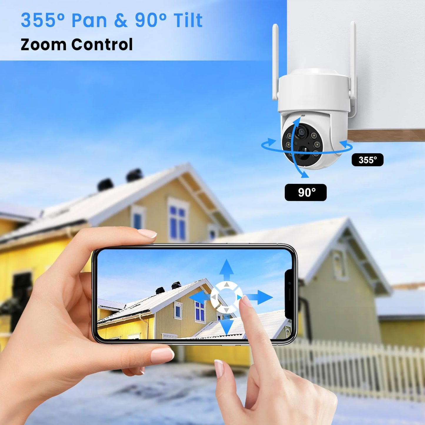 (4 Pack) 360° Pan & Tilt, 2K, 3 MP Outdoor Solar Surveillance Camera with Solar Panel, SIM and SD Card, White, 1