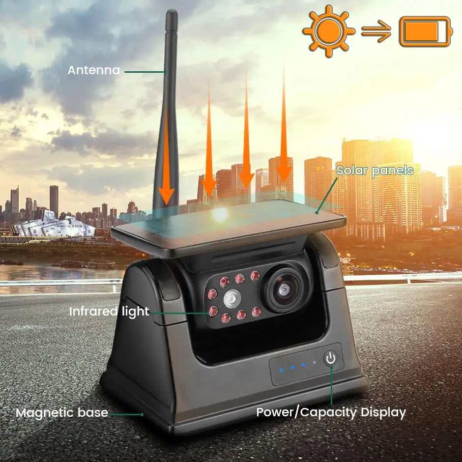 Wifi Solar Wireless Rear View Backup Camera IR Night Vision Waterproof Strong Magnet Base for RV Truck Car Lorry Camper Van