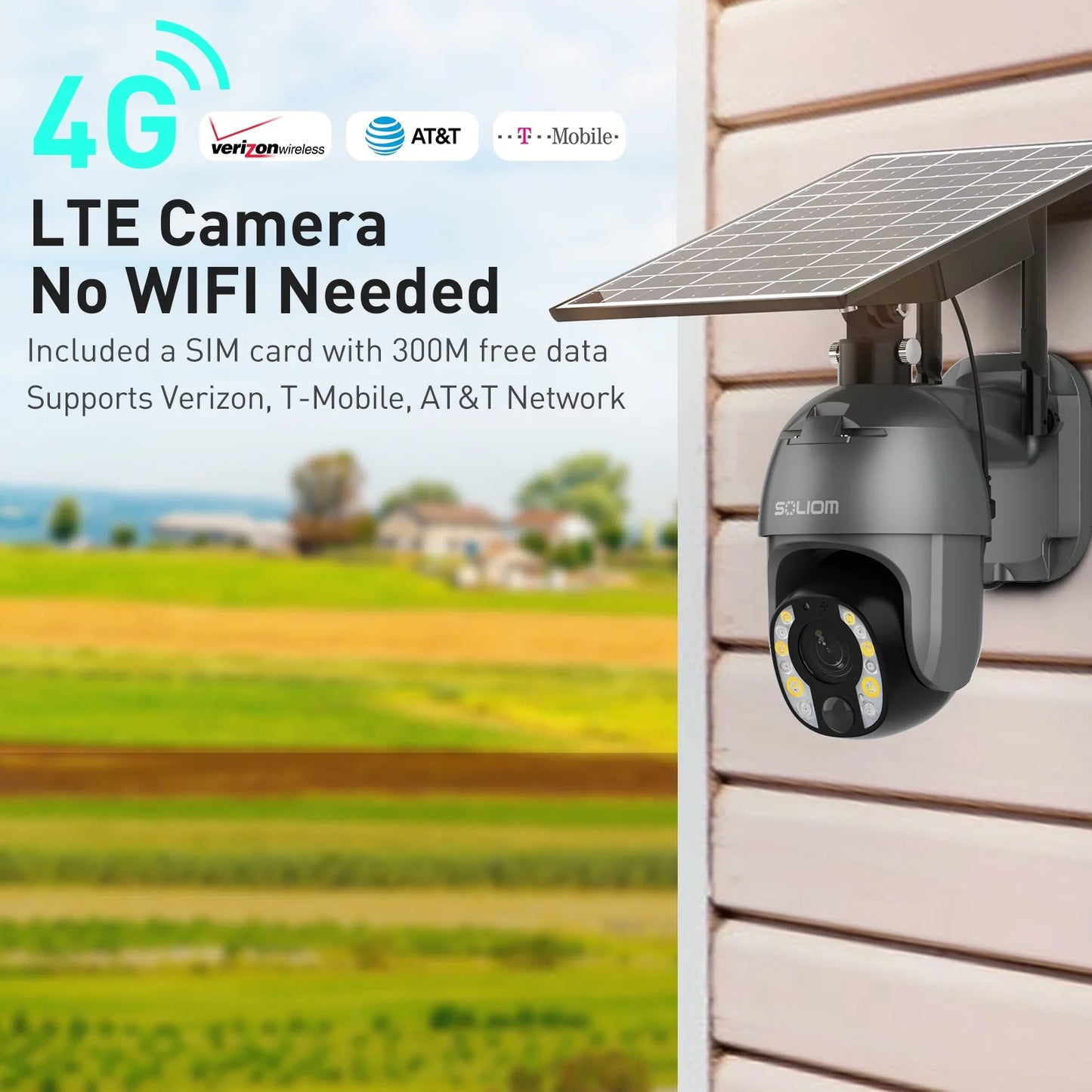 5MP Security Camera Outdoor with 10X Optical Zoom, 4G LTE Cellular Security Camera with Battery & Solar Powered, Auto Tracking,Human Detection(Gray)