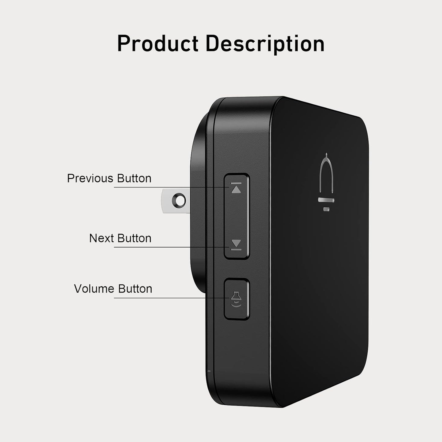Doorbell, 2 Receiver Wireless Doorbell with 1000Ft Range, Adjustable Volume, Waterproof Design, Hassle-Free Installation, 32 Melodies, Black
