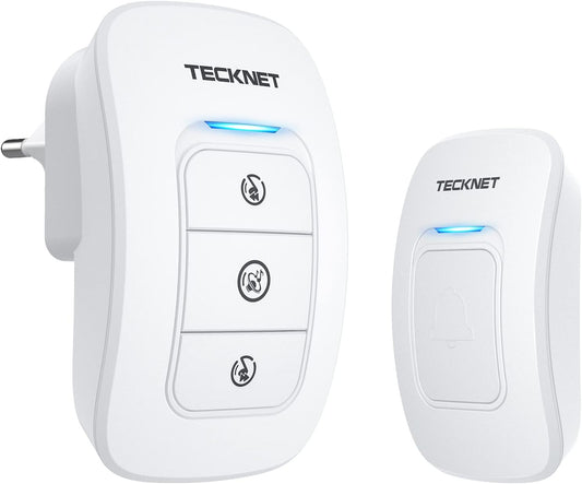 Wireless Doorbell, Waterproof Wireless Doorbells for Home, Cordless Door Chime Kit Battery Powered Operating at up to 1300 Feet Range with 38 Chimes, 4 Volume Levels & LED Flash