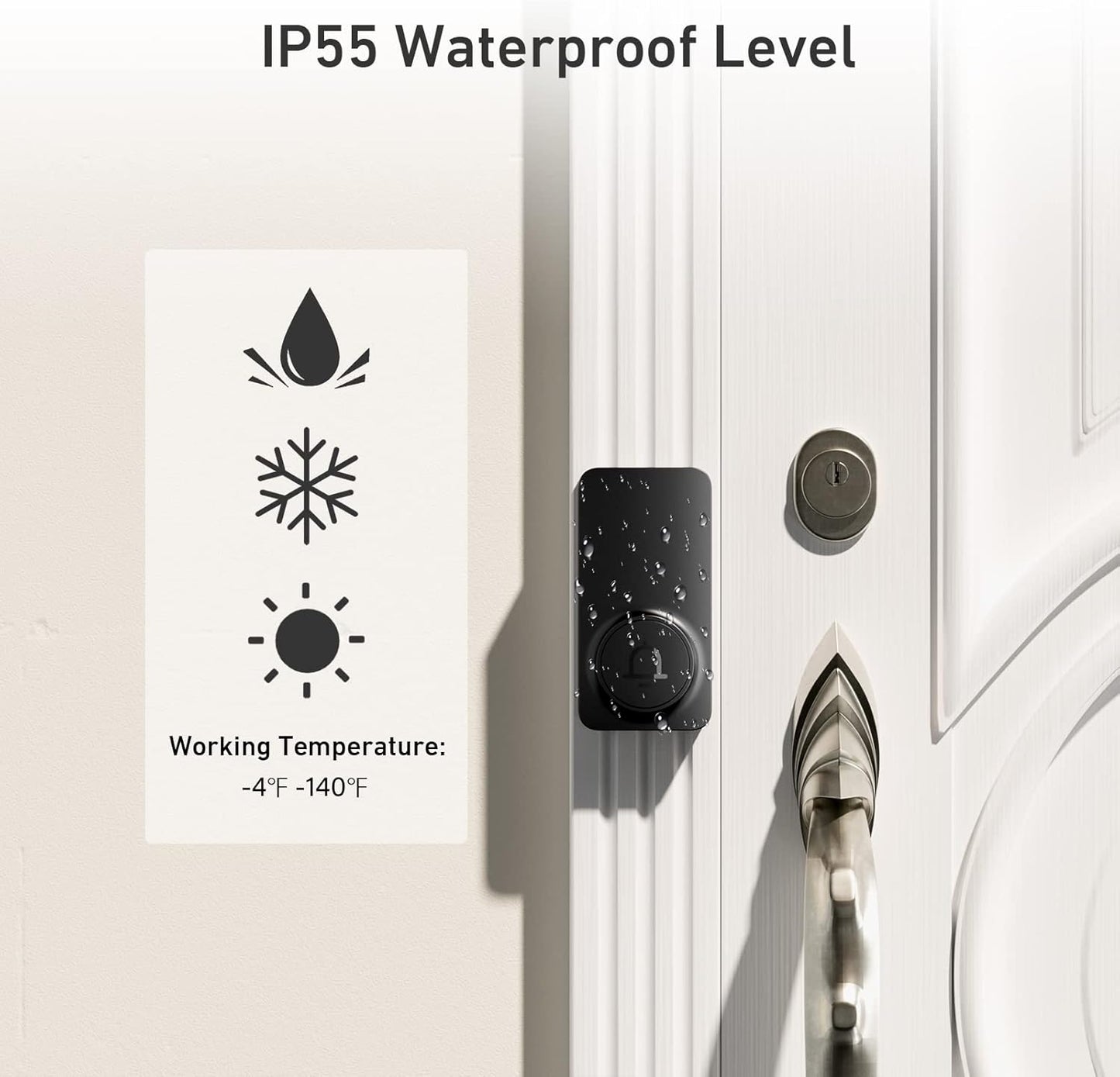 Doorbell, 2 Receiver Wireless Doorbell with 1000Ft Range, Adjustable Volume, Waterproof Design, Hassle-Free Installation, 32 Melodies, Black