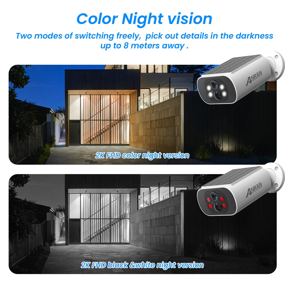 4MP Wifi Solar Battery Camera Kit Surveillance Security System Humanoid Detection Siren Alarm Outdoor Wireless Camera Set