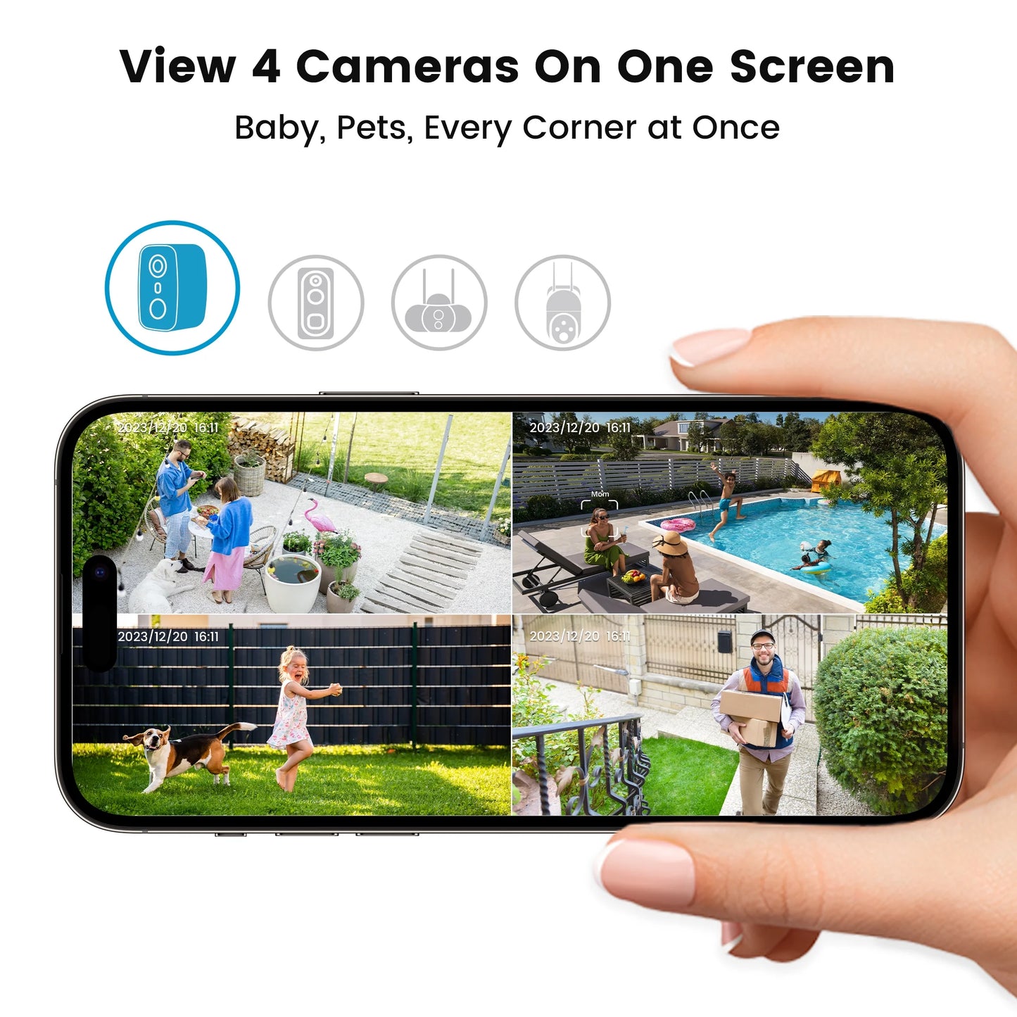 Solar Outdoor Security Cameras Wireless, 2K Color Night Vision, Surveillance with AI Detection, Work with Alexa Supports Only 2.4G WIFI