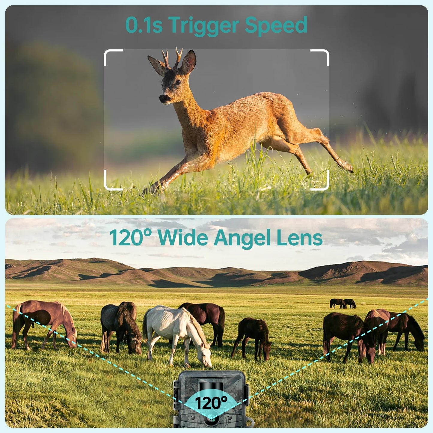 Trail Camera 4K 48MP Hunting Game Camera Infrared Night Vision Motion Activated Waterproof IP66 0.1S Trigger Time Lapse 2.0" LCD Trail Wildlife Cam Surveillance Monitors