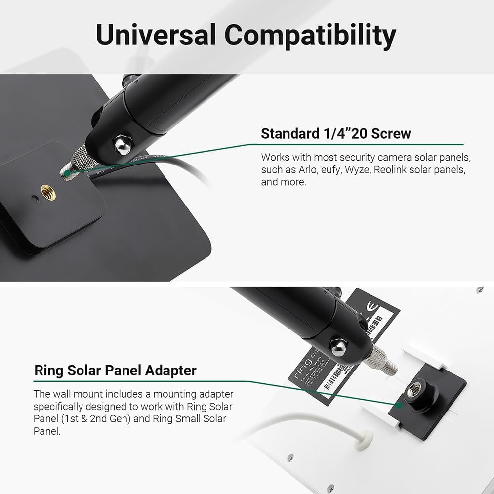 Universal Solar Panel Wall Mount for Ring, Eufy, Arlo, Wyze, Reolink Solar Panel