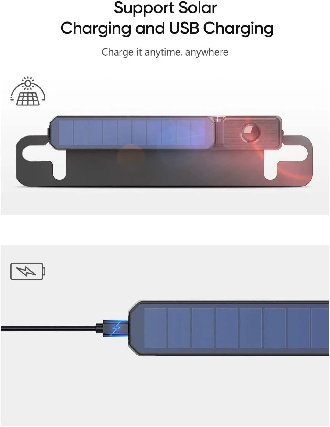Solar Wireless Backup Camera System for Campervans, RV Digital Rear View Back up Cameras 2 Channel Solar Charging Reverse Camera for Van Truck