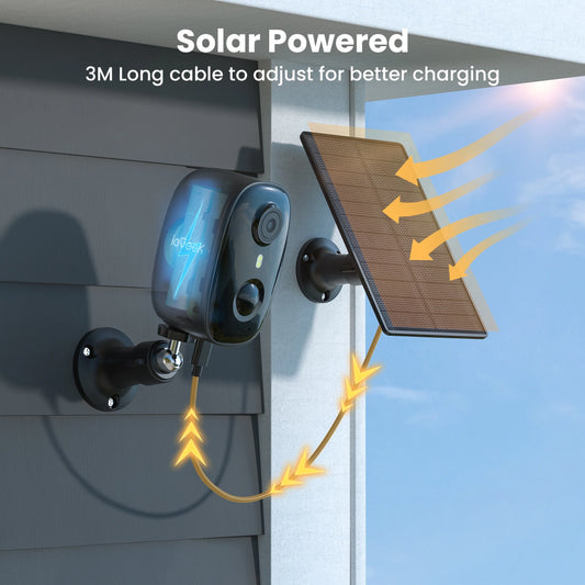 Outdoor Solar Security Camera with Spotlight Siren, Wireless, Wifi, 2K/3Mp Color Night Vision Outdoor Camera with AI Motion Detection, Work with Alexa (Supports Only 2.4Ghz Wi-Fi)