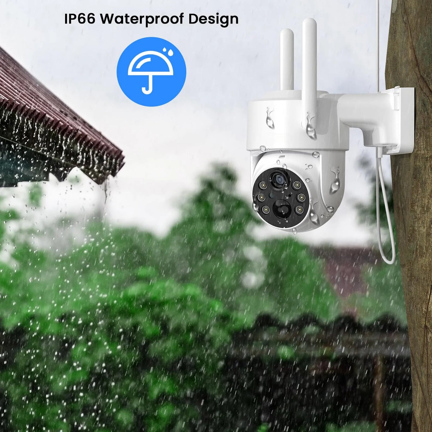 (4 Pack) 360° Pan & Tilt, 2K, 3 MP Outdoor Solar Surveillance Camera with Solar Panel, SIM and SD Card, White, 1