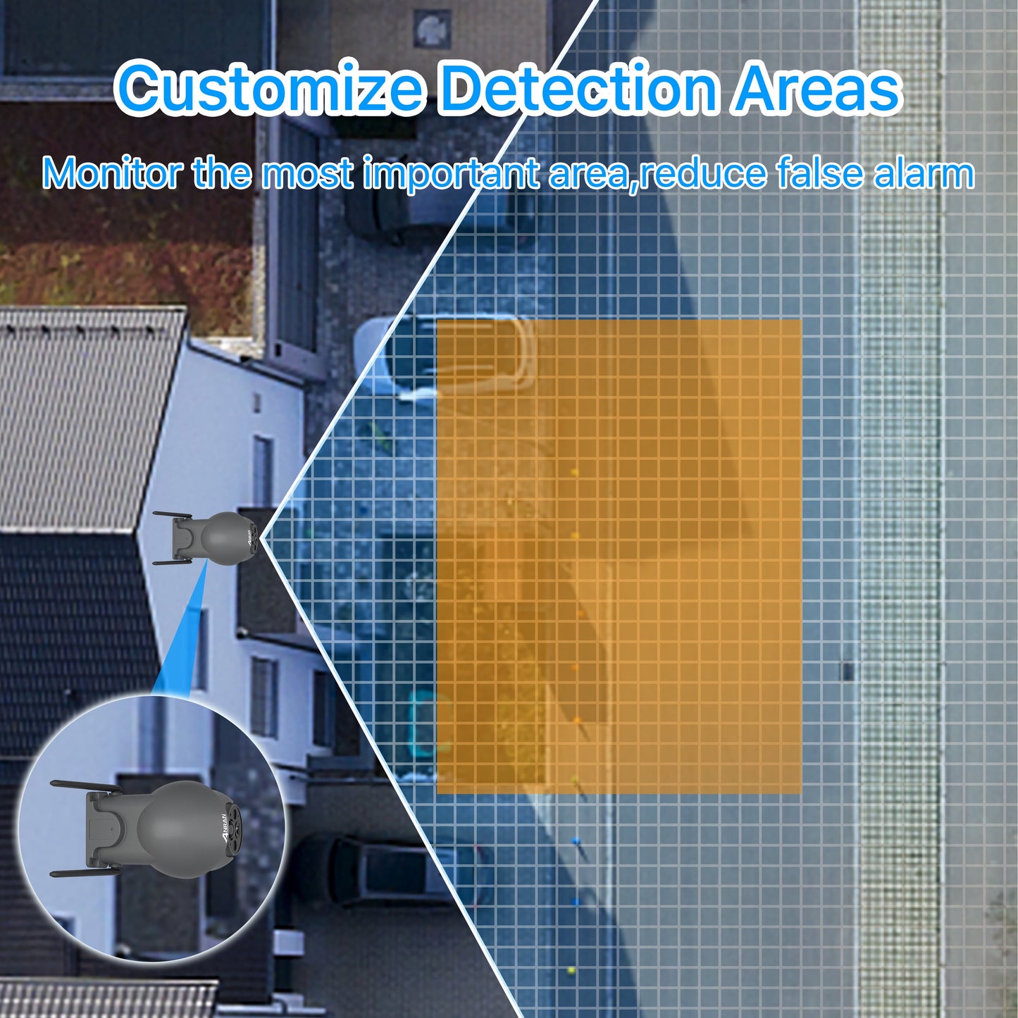 Wireless Solar Security Camera Outdoor with 360ยฐ View, 2K Outdoor Security Camera with Smart Siren, Spotlights, Color Night Vision, PIR Human Detection, Pan Tilt Control, 2-Way Talk