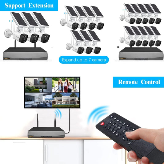 {100% Wire-Free Wireless Solar Cameras} 2-Way Audio, PIR Detection Dual Antennas Outdoor Wireless Surveillance Camera System 1600P Wifi Battery Surveillance Video by