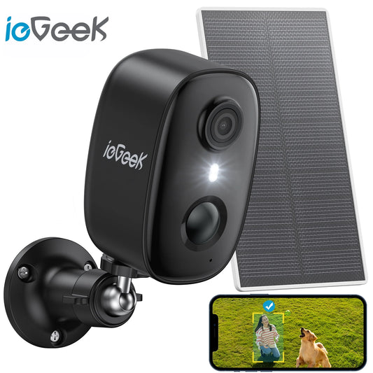 Outdoor Solar Security Camera with Spotlight Siren, Wireless, Wifi, 2K/3Mp Color Night Vision Outdoor Camera with AI Motion Detection, Work with Alexa (Supports Only 2.4Ghz Wi-Fi)