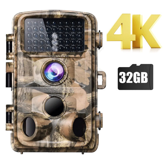 Trail Camera with SD Card 4K 42MP Deer Hunting Game Camera with Infrared Night Vision Fast Trigger Time Motion Activated Waterproof IP66 120° Wide Angel 2.4" LCD Trail Wildlife Camera