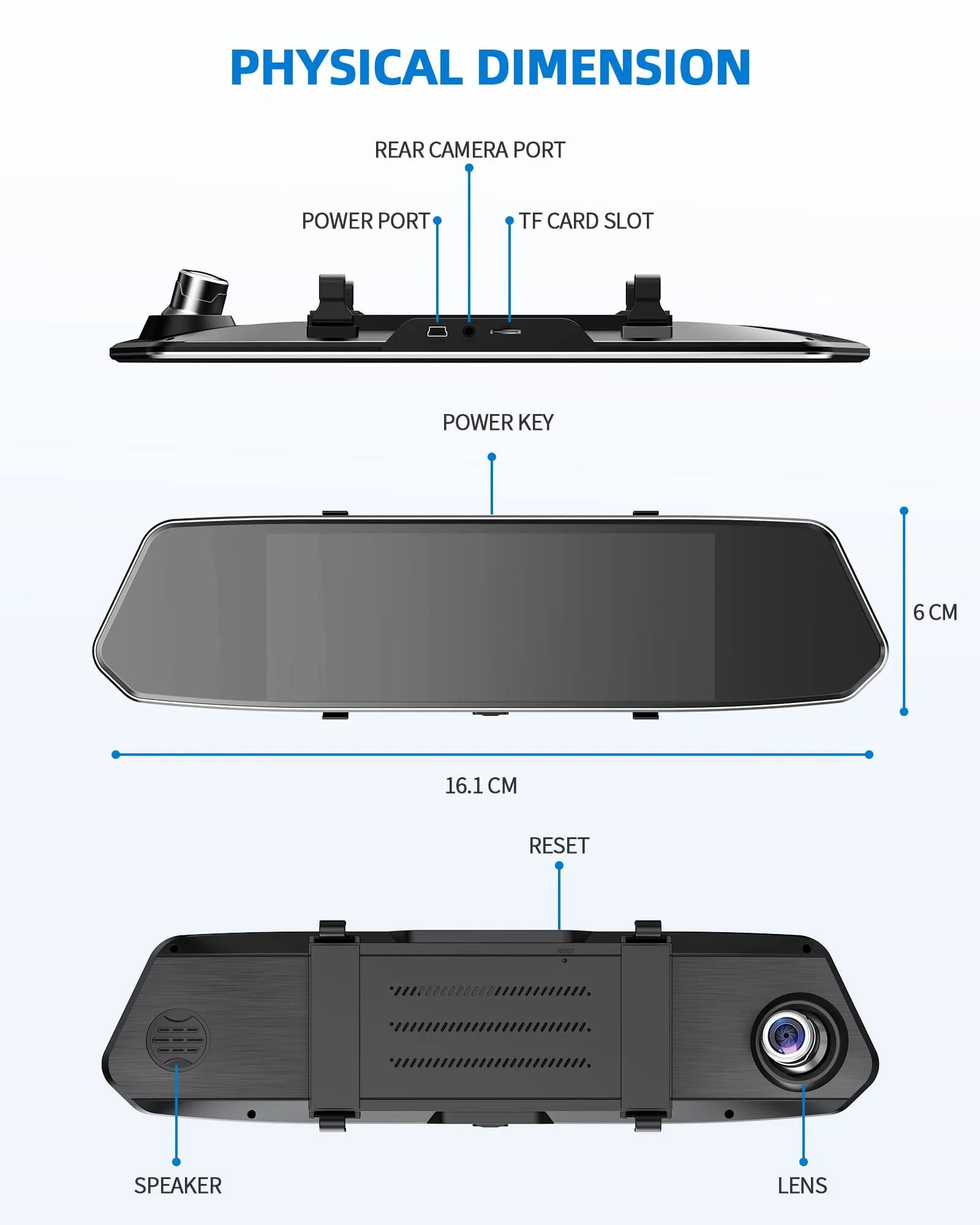 1080P Dual Lens Mirror Dash Cam 7 Inch IPS Touch Screen, Front Car Driving Recorder Camera and Rear View Waterproof Backup Camera 170°Wide Angle with G-Sensor