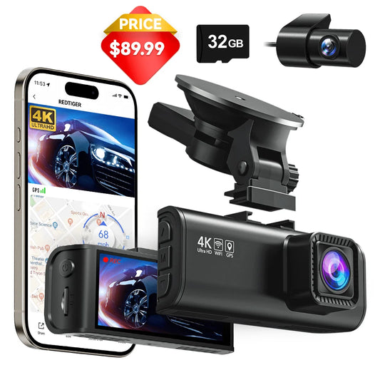 Dash Cam for Cars, 4K/2.5K Full HD Car Camera Dash Cam, 3.16” IPS Screen Dash Cam, Dashcam Built-In Wi-Fi GPS, Night Vision, Loop Recording, Vehicle, Parking Mode, Free 32GB Card