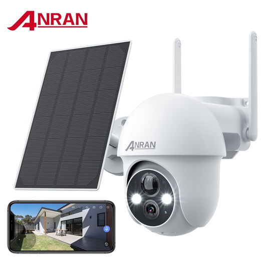 2K Solar Security Camera with Spotlight,  360° View Wireless Outdoor Camera, Waterproof PIR Detection, Rechargeable Battery Powered Home Surveillance Camera with Color Night Vision 2-Way Audio