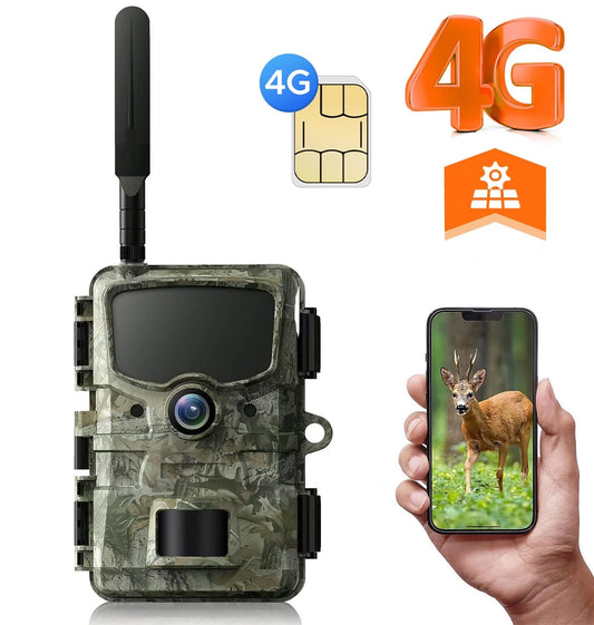 4G LTE Cellular Trail Camera Sends Picture Video to Cell Phone - Game Camera 24MP 1080P Hunting Camera with Night Vision Motion Activated Waterproof IP66 2.4" Screen for Wildlife Monitoring