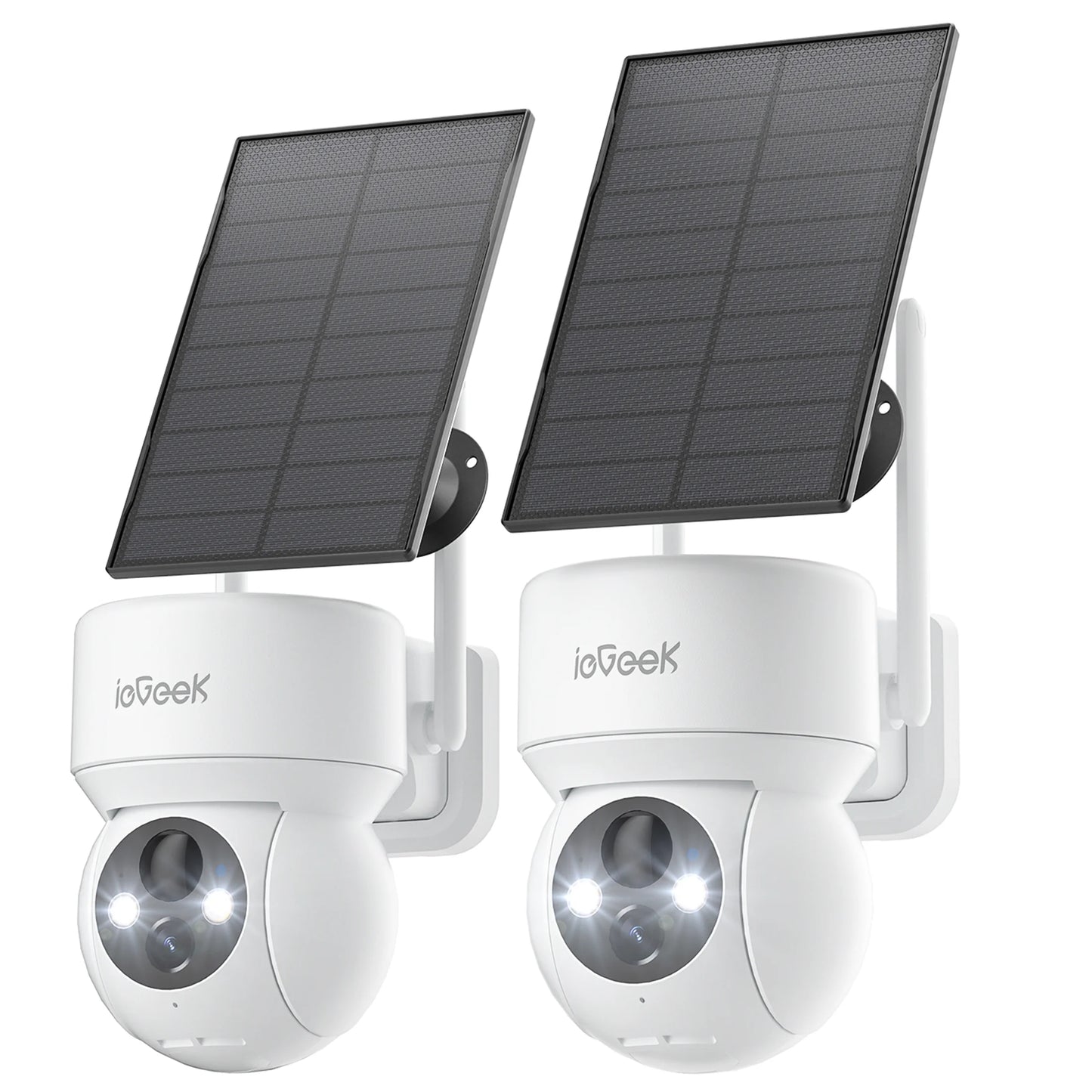 PTZ 360° View Solar Home Wireless Security Camera, Wifi, Outdoor, Spotlight & Siren, 2 Pack, 2K/3MP Color Night Vision Wireless Surveillance Camera