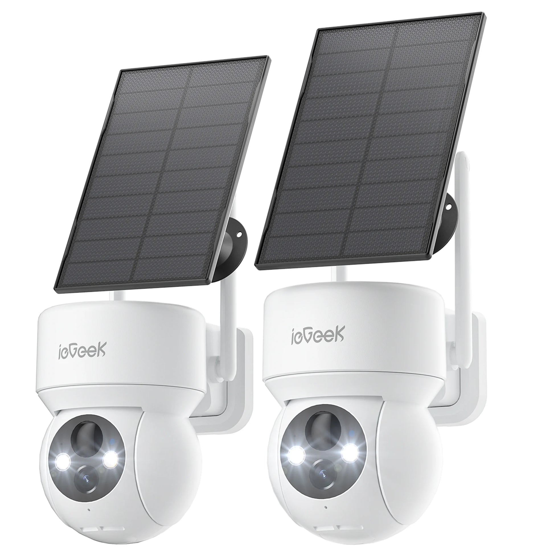 PTZ 360° View Solar Home Wireless Security Camera, Wifi, Outdoor, Spotlight & Siren, 2 Pack, 2K/3MP Color Night Vision Wireless Surveillance Camera