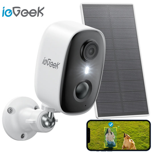 Solar Outdoor Security Cameras Wireless, 2K Color Night Vision, Surveillance with AI Detection, Work with Alexa Supports Only 2.4G WIFI